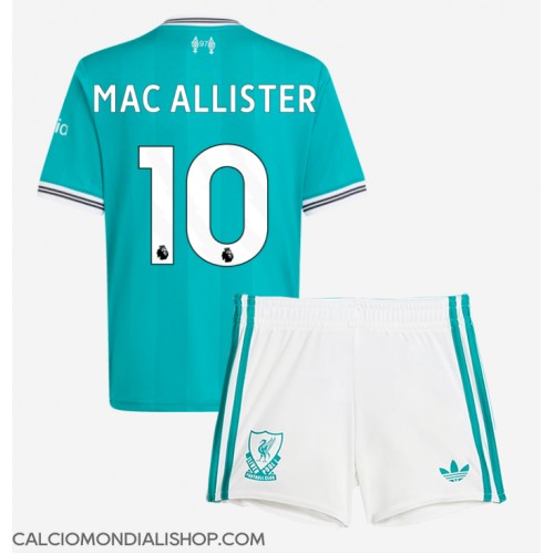 Maglie da calcio Liverpool Alexis Mac Allister #10 Terza Maglia Bambino 2025-26 Manica Corta (+ Pantaloni corti)